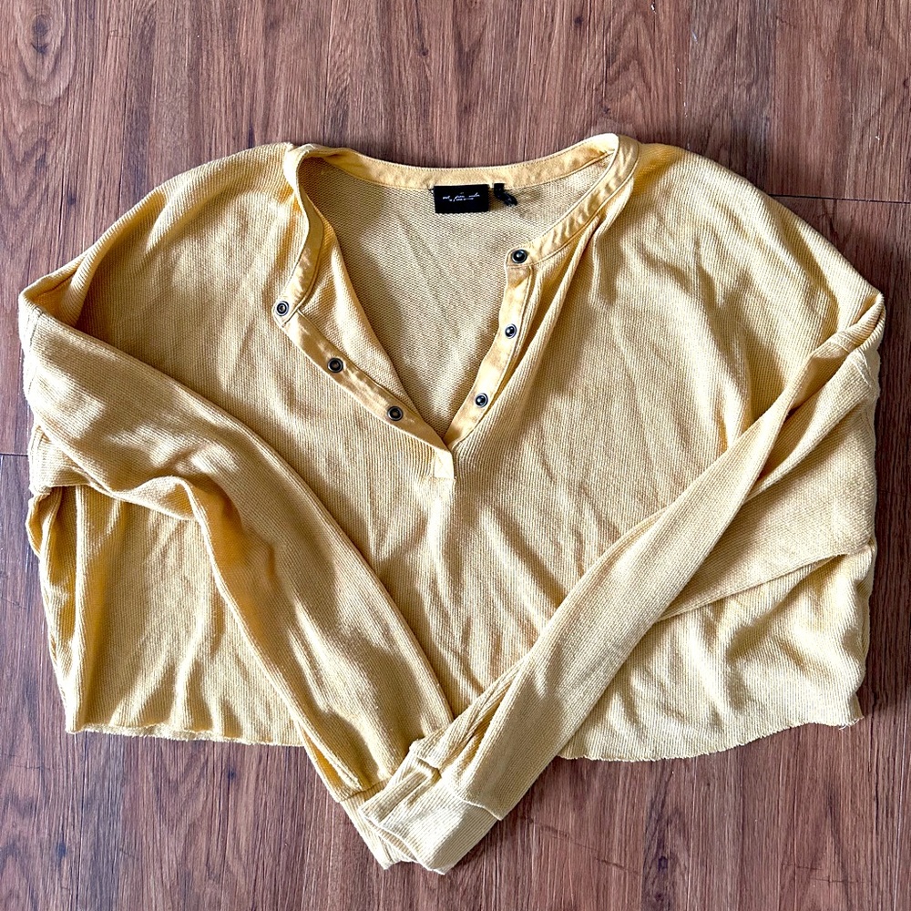 Urban Outfitters Cropped Yellow Long Sleeve Shirt
